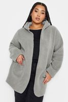 yours luxury chaqueta de peluche gris con capucha mujer curvy y tallas grandes yours