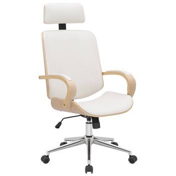 Silla De Oficina Dayton Simil Cuero Natural/blanco 70x70x118 Cm Clp