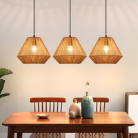 nettlife lampara colgante boho ratan - luz techo 3 focos e27 ajustable estilo retro dormitorio bombilla no incluida