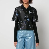 ganni 3d embellished jacquard blouse - eu 44uk 16