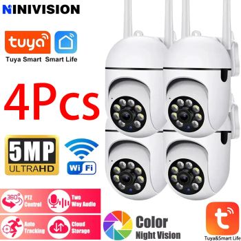 Tuya-cámara Wifi de 5MP para interiores, Monitor de bebé para mascotas PTZ 360, visión nocturna IR, detección Ai, cámaras IP de vigilancia P2P con Tuya Smart Life