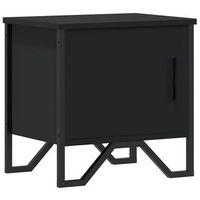 mesita de noche 40x30x40 cm madera y metal trabajados - negro