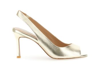 sandalia con cordones en piel laminada light gold 40