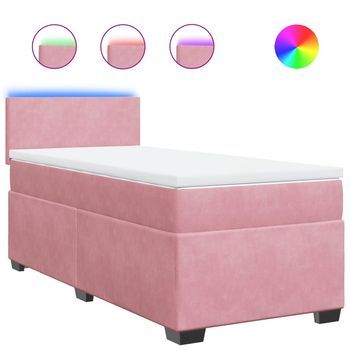 Cama Box Spring Con Colchón Terciopelo Rosa 90x190 Cm Vidaxl