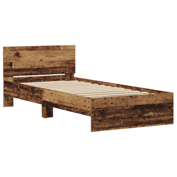 Cama Individual | Estructura De Cama Sin Colchón Con Cabecero Maderado Viejo 90x190 Cm Cfw26418