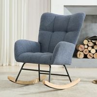 silla mecedora azul marino con diseno ergonomico y relleno de espuma