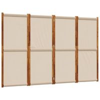 biombo separador de ambientes 4 paneles 280 x 180 cm en textileno color topo y madera dec030924