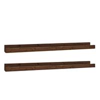 pack 2 estantes de madera maciza flotante tono nogal 50x7cm