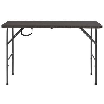 Mesa De Jardín，mesa Para Exteriores，mesa De Patio Plegable Hdpe Marrón Aspecto Ratán 120x60x74 Cm