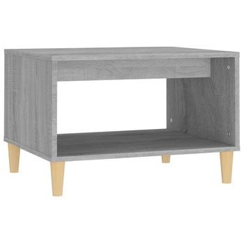 Mesa De Centro 50x60x40 Cm Madera Trabajada Y Madera Maciza De Eucalipto - Gris