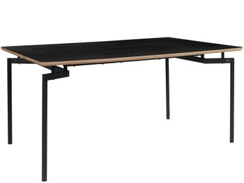 Mesa de comedor para 6 personas en efecto de madera negro 160