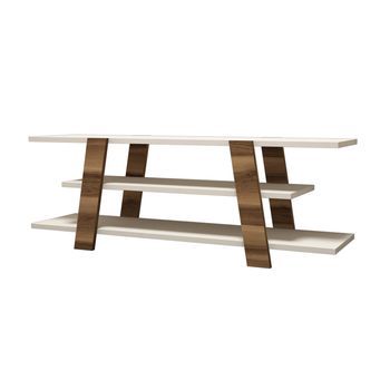 Mueble Tv Flor Crema Nogal