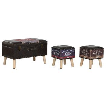 Baul Set 3 Madera Pu 70x40x45 18,00 Vintage
