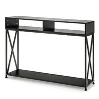 costway consola con 2 niveles mesa auxiliar de sofa con repisa abierta y compartimientos en acero mesilla compacta para entrada pasillo negro