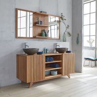 mueble de lavabo doble de teca maciza 160 cm