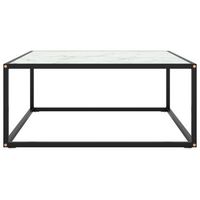 mesa de centro 80x80x35 cm vidrio y acero con recubrimiento en polvo - blanco
