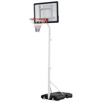 homcom canasta de baloncesto para adultos con tablero de pvc ajustable 210-260cm ruedas integradas blanco   aosom espana