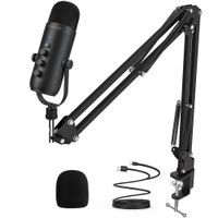 haomuren profesional usb streaming podcast pc microfono estudio cardioide condensador microfono kit con brazo de pluma para grabar youtube