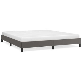 Cama Matrimonial | Cama Para Adultos | Estructura De Cama De Cuero Sintético Gris 160x200 Cm