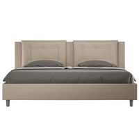 cama king size italiana de piel sintetica andry-color beige claro-ropa de cama 180x200 cm