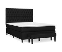 cama box spring con colchon tela negro 140x190 cm diseno de botones