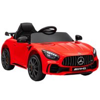aiyaplay coche electrico infantil para bebes nino 12v mercedes-benz amg gtr bateria 12v mando a distancia faros bocina musica rojo   aosom espana