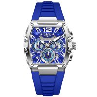 reloj de pulsera tonneau sport resistente al agua luminoso con calendario cronografo cuarzo para hombre con correa de silicona