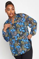 yours blusa azul de gasa estampado floral mujer curvy y tallas grandes yours