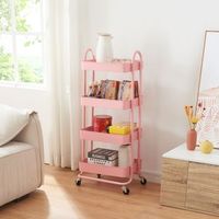 carro de servicio pyhanta con 4 cestas acero 104x46x35 cm - rosa encasa