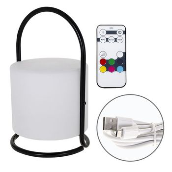 Sobremesa kensi 7 colores, cargador y cable usb ip44 1x0,5w led 80lm al.28xd.17cm blanco/negro