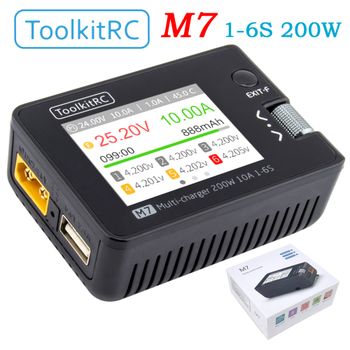 ToolkitRC-cargador de equilibrio M7 200W 10A DC, descargador para batería Lipo 1-6S con Servo comprobador de voltaje, probador ESC, receptor LCD IPS