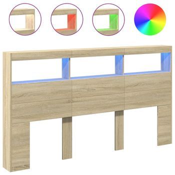 Cabecero De Cama Con Led Roble Sonoma 180x17x102 Cm