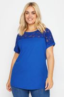 yours camiseta azul panel floral de malla mujer curvy y tallas grandes yours