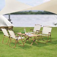 mesa portatil con 4 sillas plegables camping botrugno aluminio tela - beige casapro