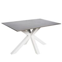 mesa comedor porcelanica 160 cm patas blancas tapa gris
