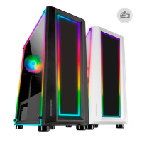 mars gaming mc-art caja pc gaming atx doble cristal templado dibujable argb 12 modos dibujos artisticos sin limites ventilador frgb 12cm semitorre pc negro o blanco