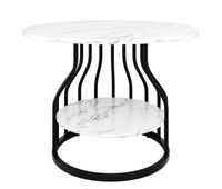 mesa redonda 80x80 cm - mesa de comedor con almacenamiento - mdf marmol patas negras