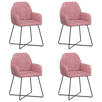 Sillas De Comedor 4 Uds. Terciopelo Rosa 55 X 50 X 84 Cm Vidaxl
