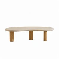 mesa de centro de microcemento y madera maciza 135x60cm