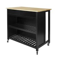 carrito de cocina con 2 cajones y 2 estantes mdf negro