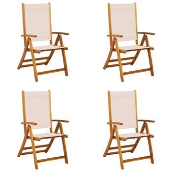 4 Uds Sillas De Jardín | Silla De Exterior | Sillon Jardín Plegables Madera Maciza Acacia Textileno