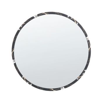 Espejo Decorativo De Pared Redondo Marco Grueso Material Sintético Vidrio Ø 69 Cm Negro Martel