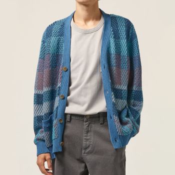Corridor Blow Up Intarsia-Knit Cotton Cardigan - M