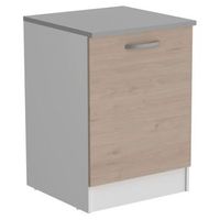 modulo de cocina inferior eko un armario blanco y roble jackson 60x60cm