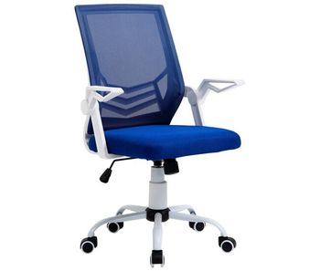 Silla de oficina ergonómica silla escritorio giratoria con altura ajustable reposabrazos abatible 62,5x55x94-104cm azul