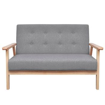 Sofá De 2 Plazas | Sofá De Salón | Sofá De Descanso De Tela Gris Claro