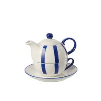 teteria con taza de ceramica blanca y azul 17 x 11 x 185 cm