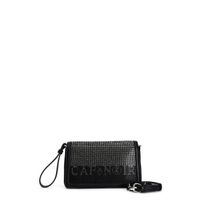 bolso de mano cubierto de pedreria bicolor black