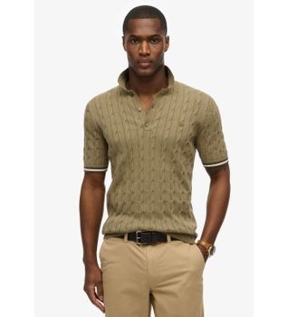 Superdry para hombre. M1110441A Polo Texture verde (L), Casual, Algodón, Manga corta