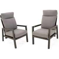 pack 2 sillones de jardin reclinable con sistema hidraulico aluminio reforzado color antracita altura sillon 104 cm cojines en color gris butaca relax de terraza sofas de salon para exterior